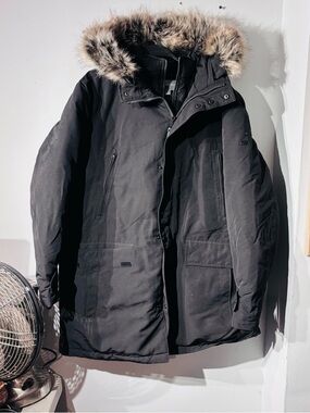 Michael Kors Men's Hooded Bib Snorkel Parka Coat Black Size XL